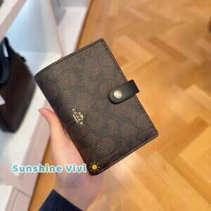 NWT Coach 2-in-1 Wallet Blocked Signature Canvas CBK54 Gold/Walnut /Tan